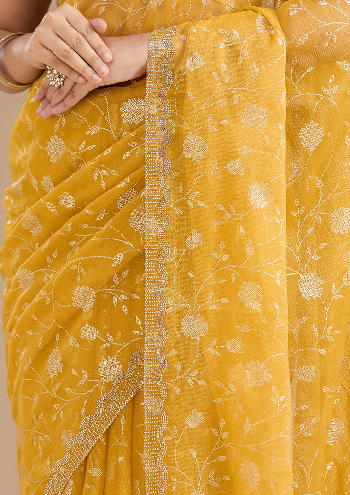 Yellow Badla Tissue Saree