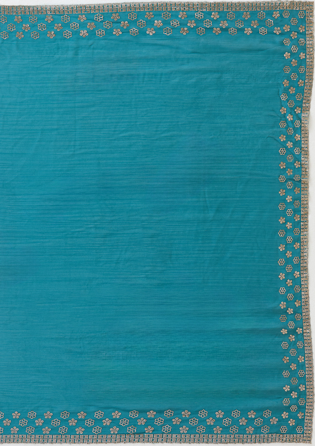 Peacock Blue Stonework (Gold) Chiffon Saree