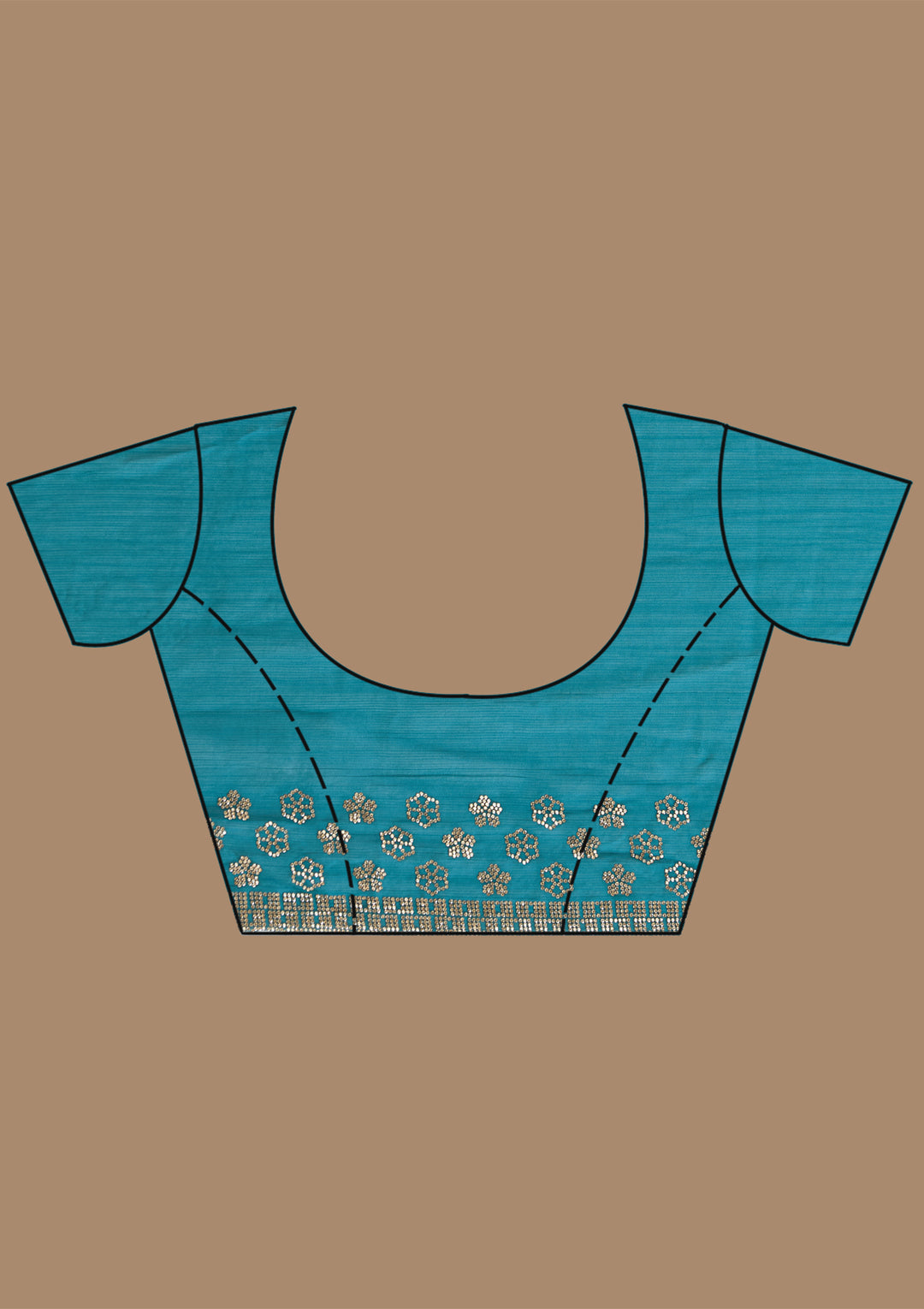 Peacock Blue Stonework (Gold) Chiffon Saree