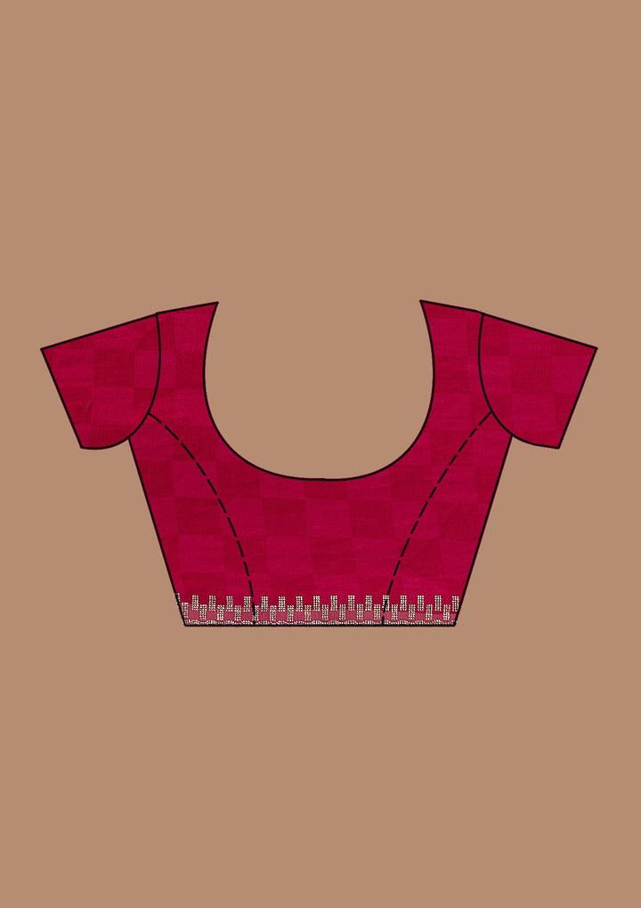Magenta Pink Stonework (Gold) Tissue Saree