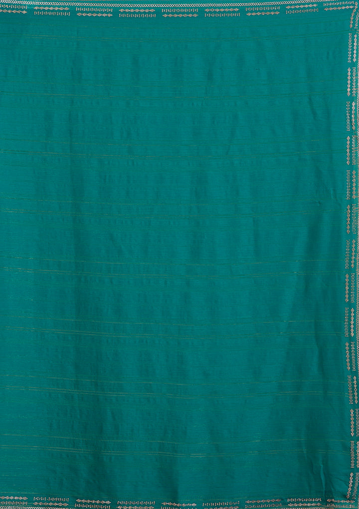 Rama Green Stonework (Gold) Tissue Saree