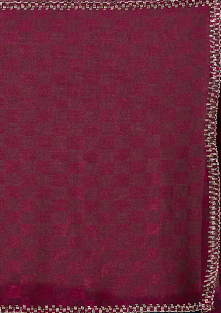 Wine Stonework (Gold) Tissue Saree