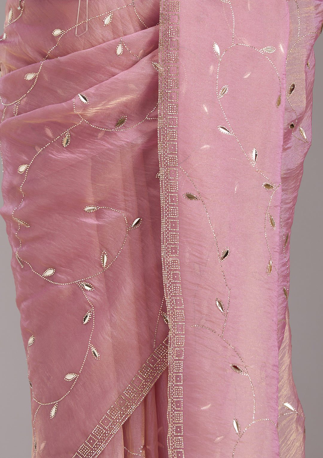 Lavender Stonework (Gold) Tissue Saree