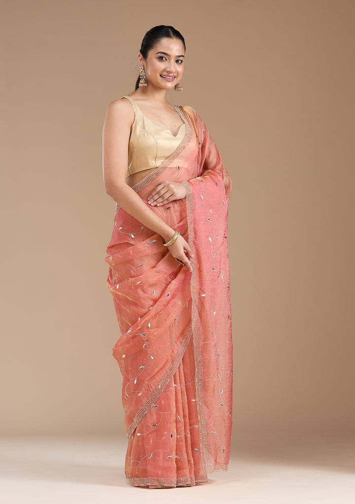 Rust Stonework (Gold) Tissue Saree