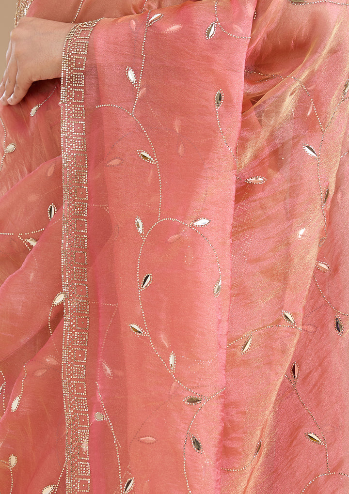 Rust Stonework (Gold) Tissue Saree