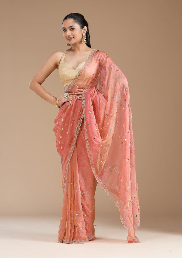 Rust Stonework (Gold) Tissue Saree