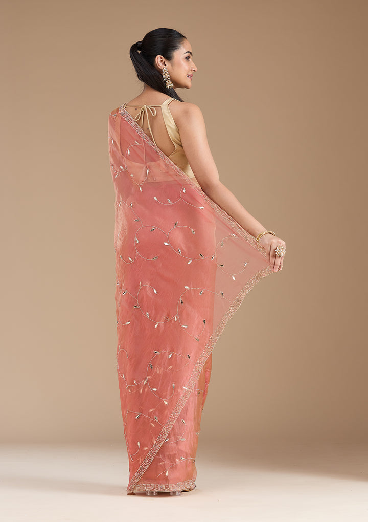 Rust Stonework (Gold) Tissue Saree