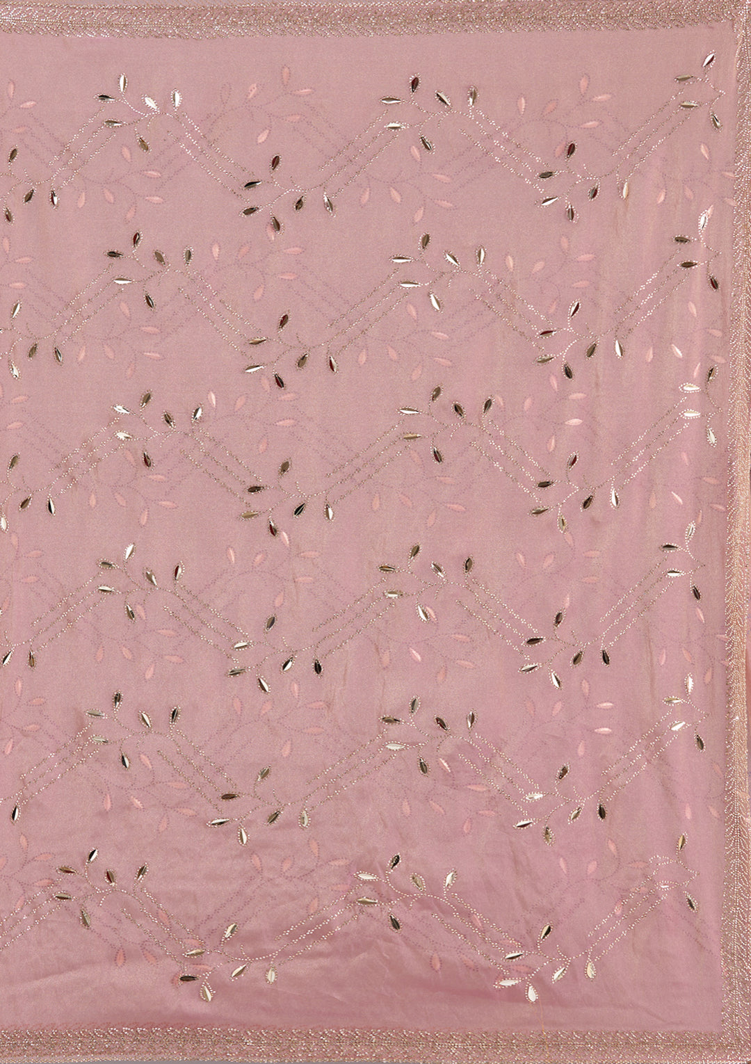 Onion Pink Stonework (Gold) Tissue Saree