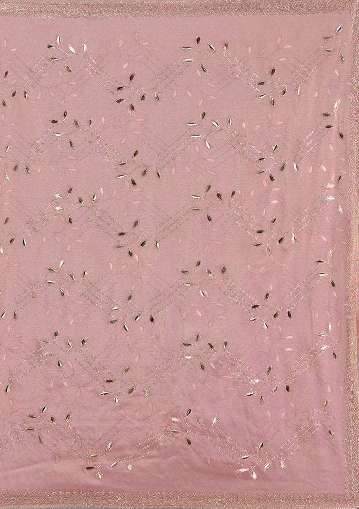 Onion Pink Stonework (Gold) Tissue Saree