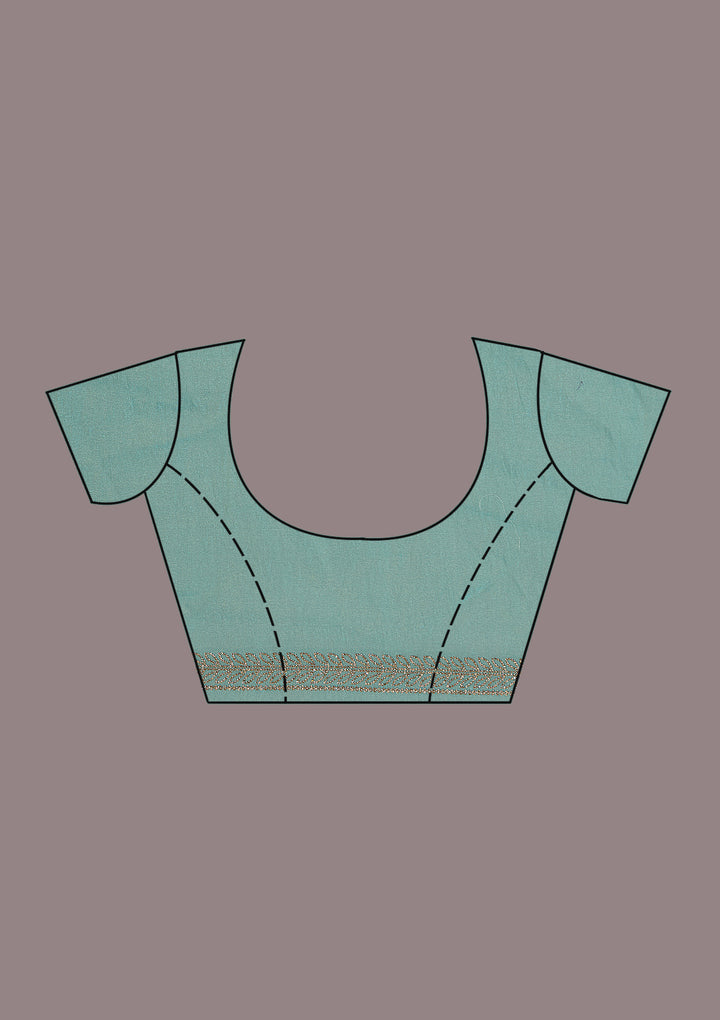 Sea Green Stonework (Gold) Tissue Saree