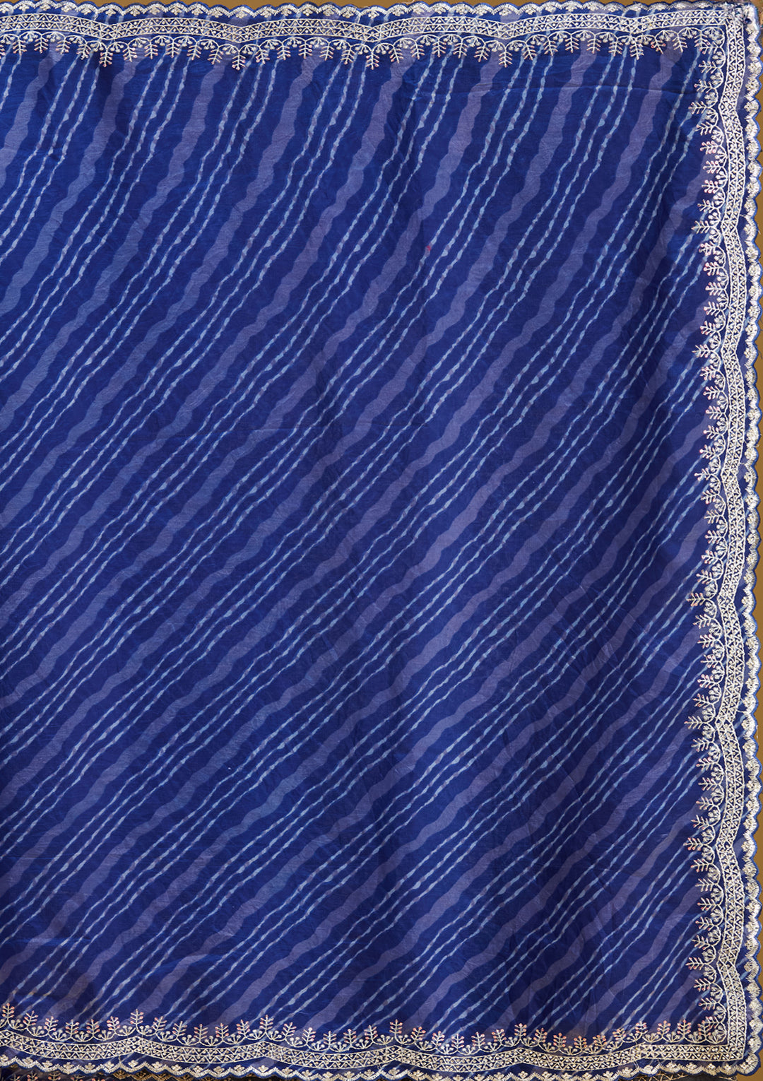 Navy Blue Zariwork (Silver) Organza Saree