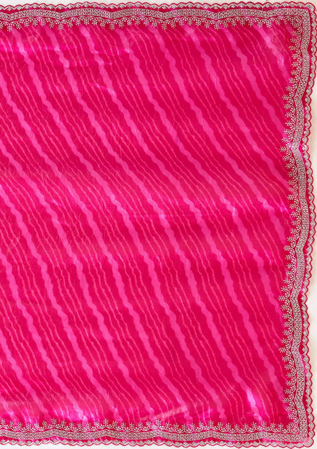 Rani Pink Zariwork (Silver) Organza Saree