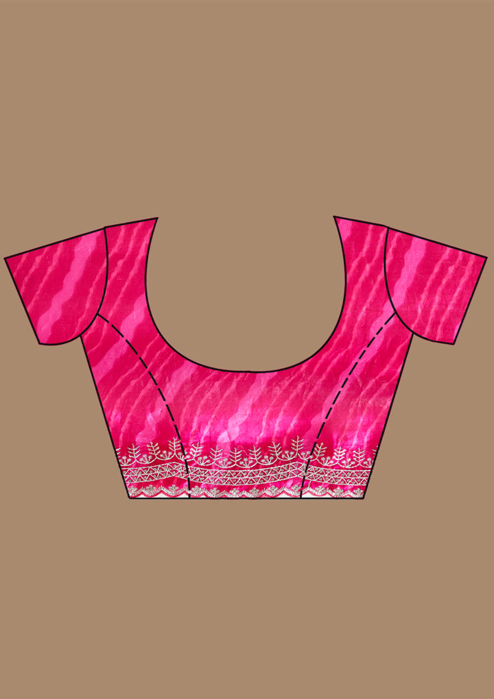 Rani Pink Zariwork (Silver) Organza Saree