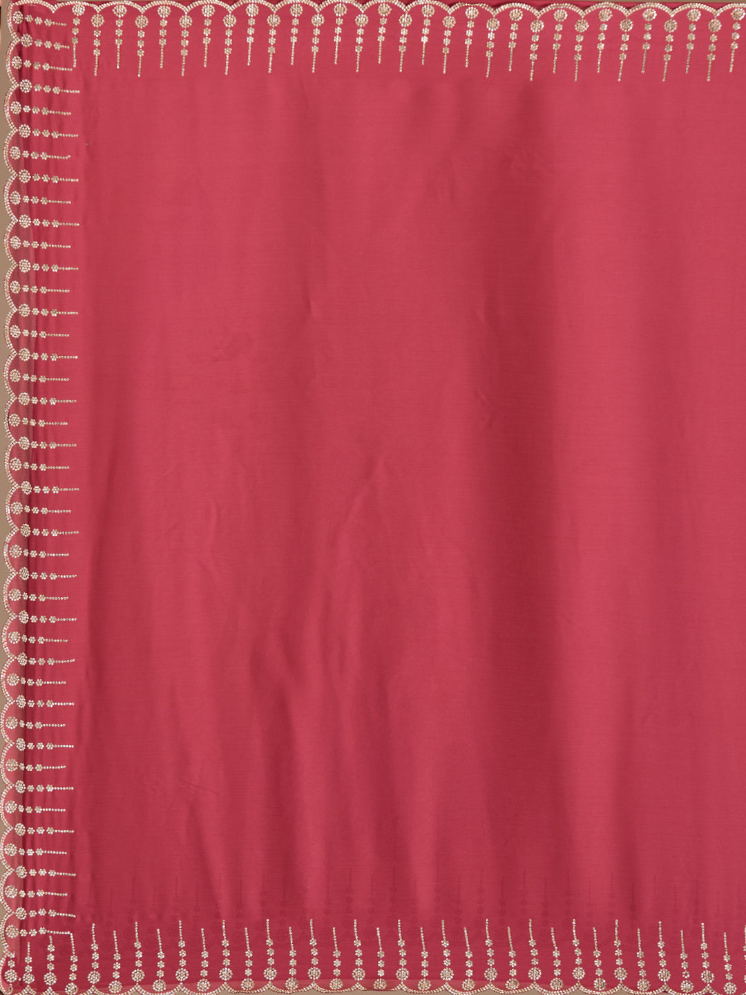 Onion Pink Stonework (Gold) Chiffon Saree