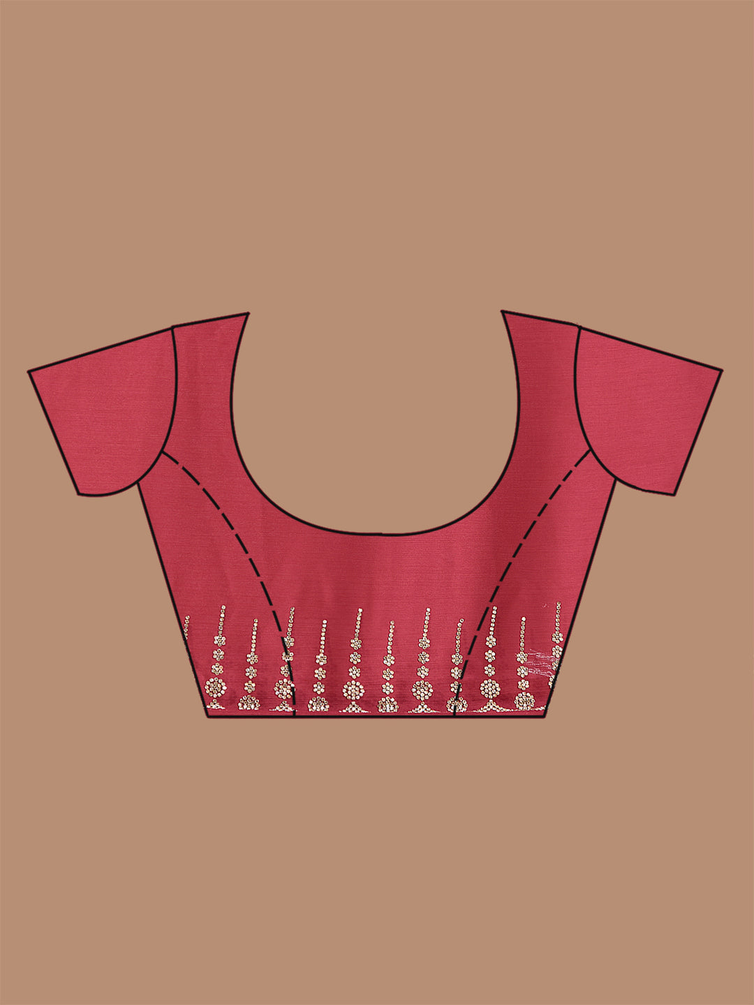 Onion Pink Stonework (Gold) Chiffon Saree