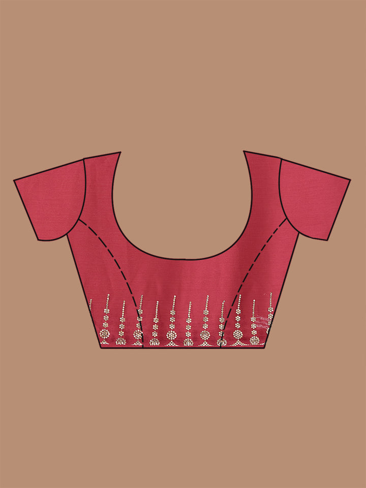 Onion Pink Stonework (Gold) Chiffon Saree