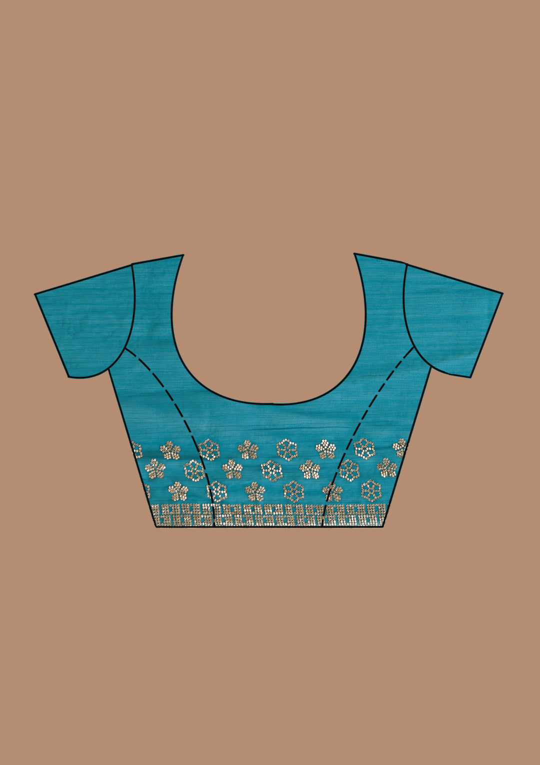 Blue Stonework (Gold) Chiffon Saree