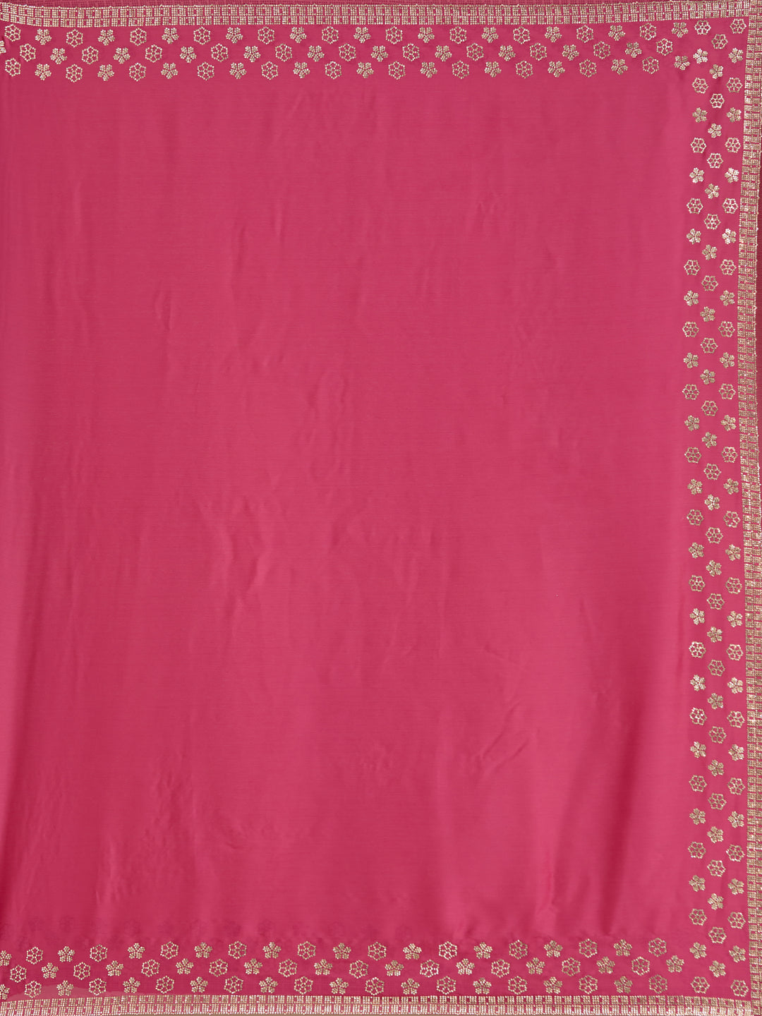 Pink Stonework (Gold) Chiffon Saree