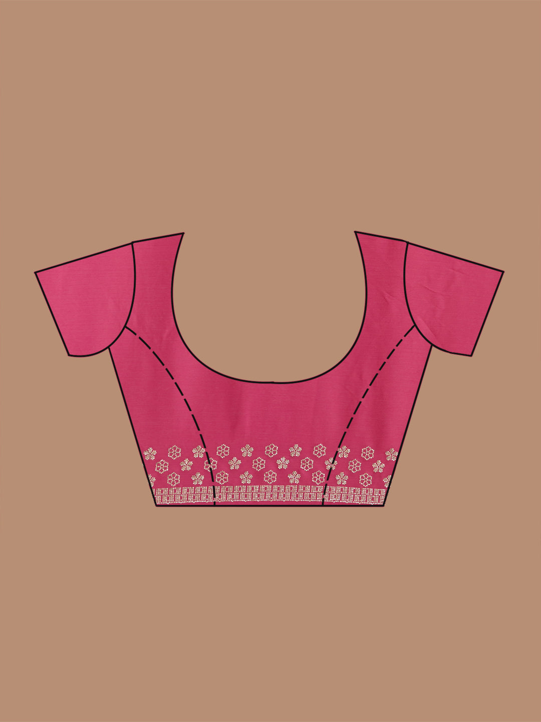 Pink Stonework (Gold) Chiffon Saree