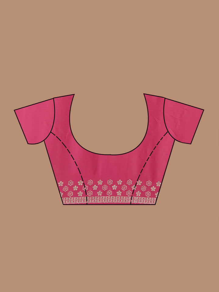 Pink Stonework (Gold) Chiffon Saree