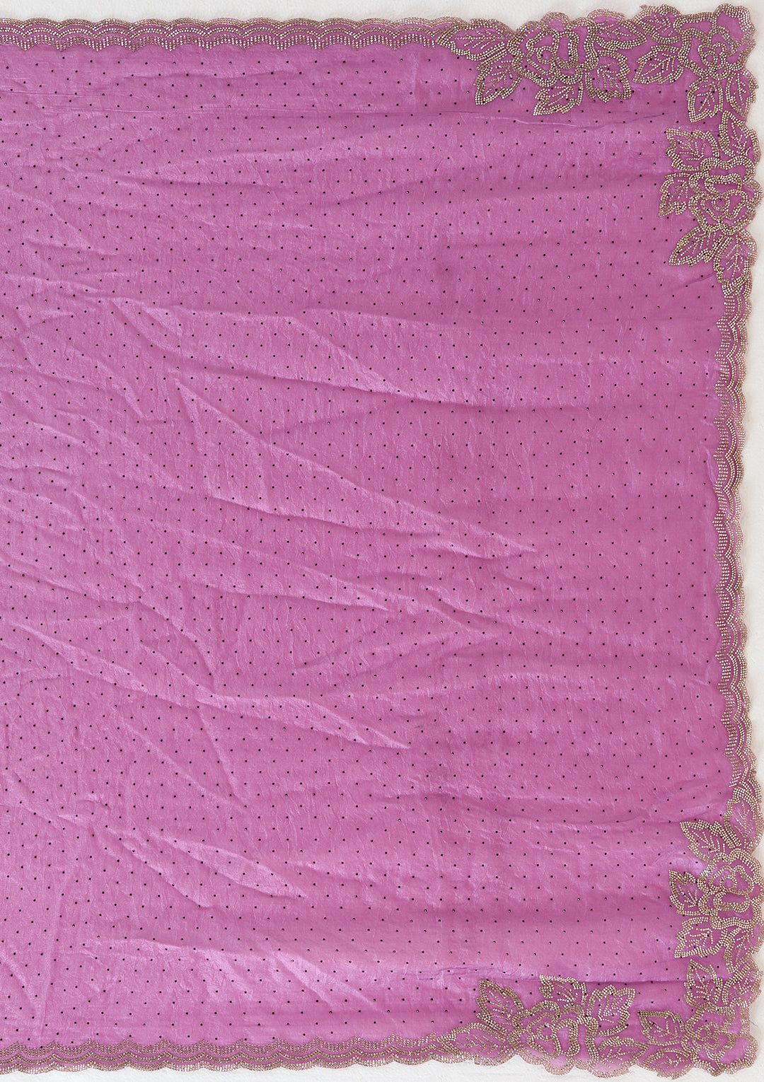 Wine Stonework (Gold) Chiffon Saree
