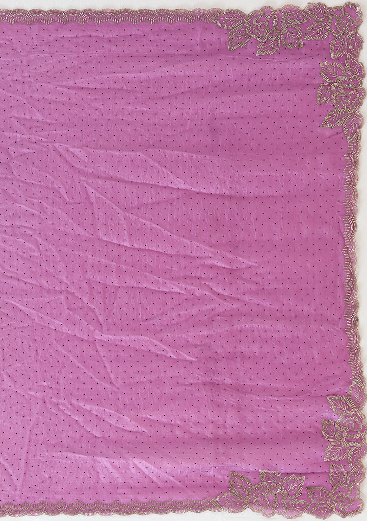 Wine Stonework (Gold) Chiffon Saree
