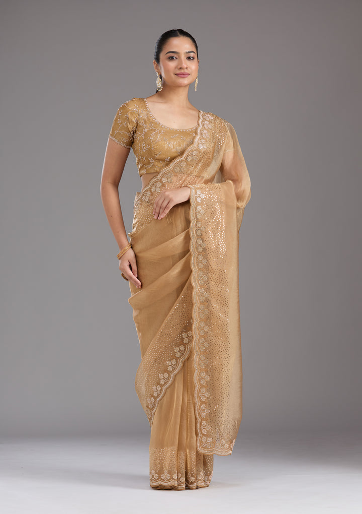 Gold Stonework Tissue Saree