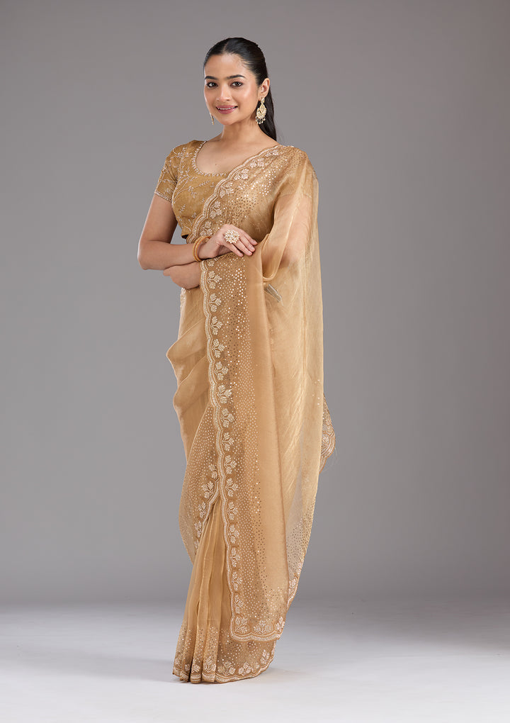 Gold Stonework Tissue Saree