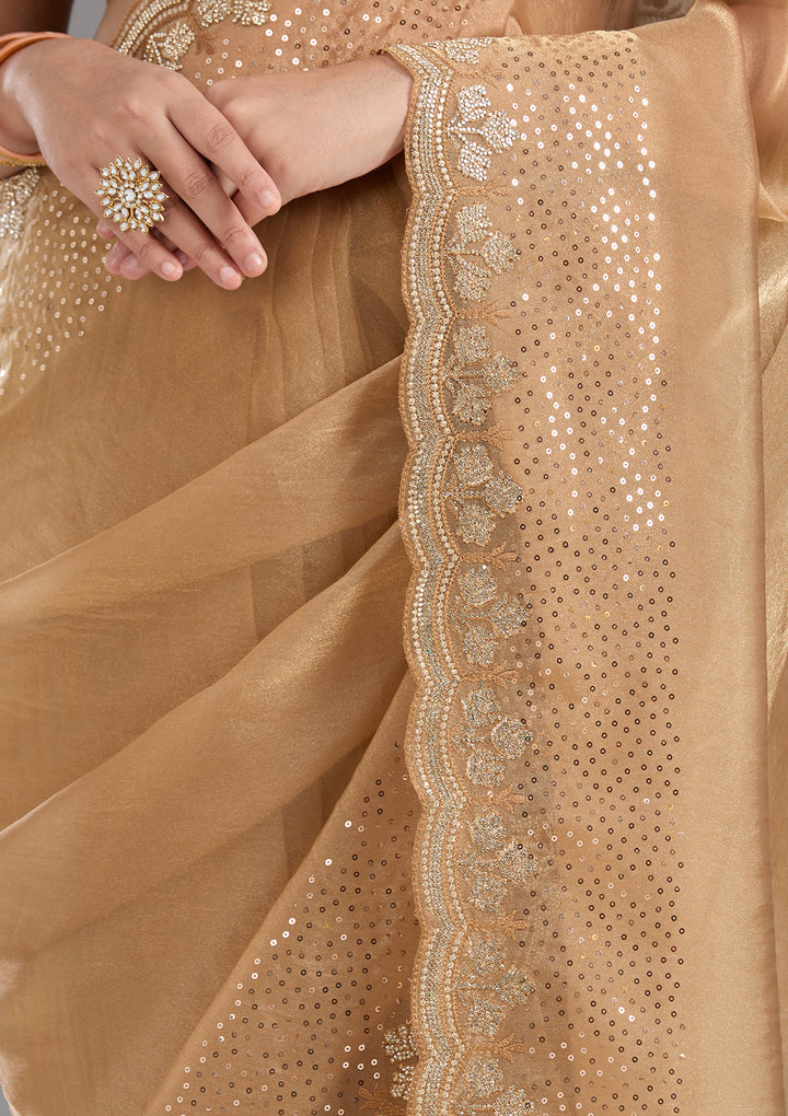 Gold Stonework Tissue Saree