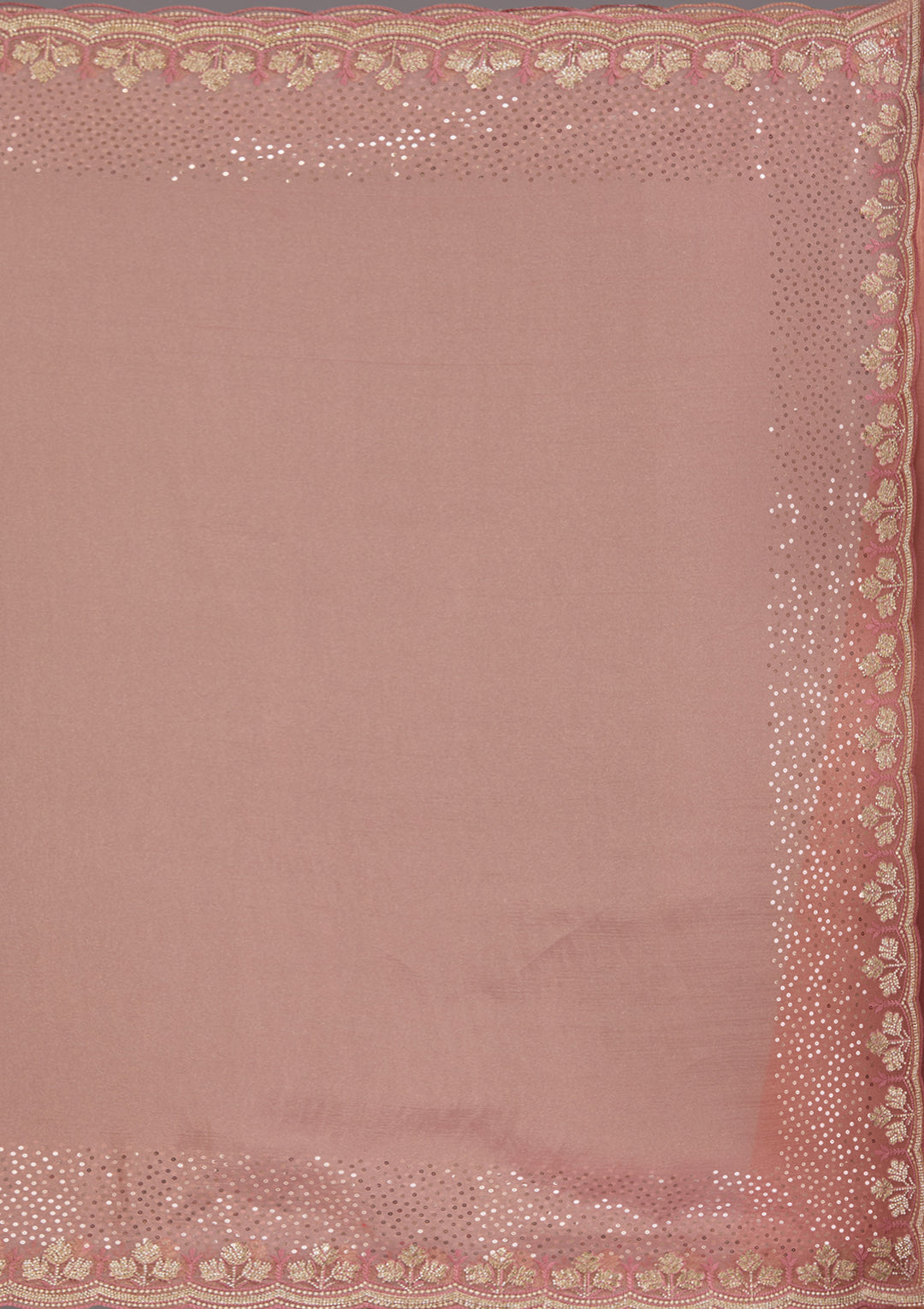 Peach Stonework Tissue Saree