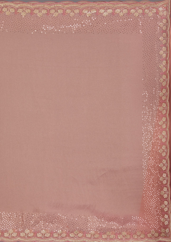 Peach Stonework Tissue Saree