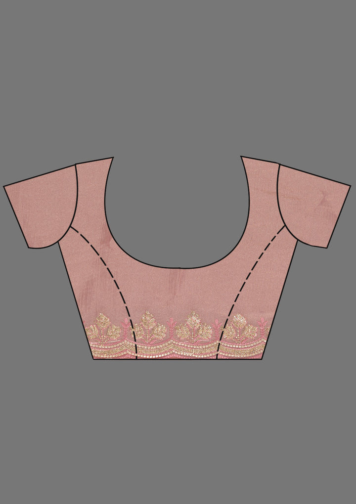 Peach Stonework Tissue Saree
