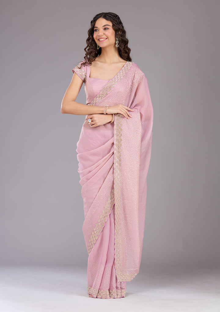 Lavender Sequins Tissue Saree