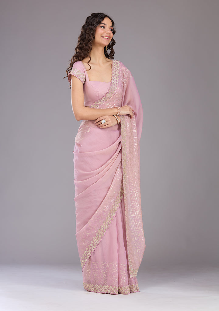 Lavender Sequins Tissue Saree