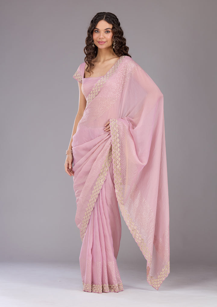 Lavender Sequins Tissue Saree