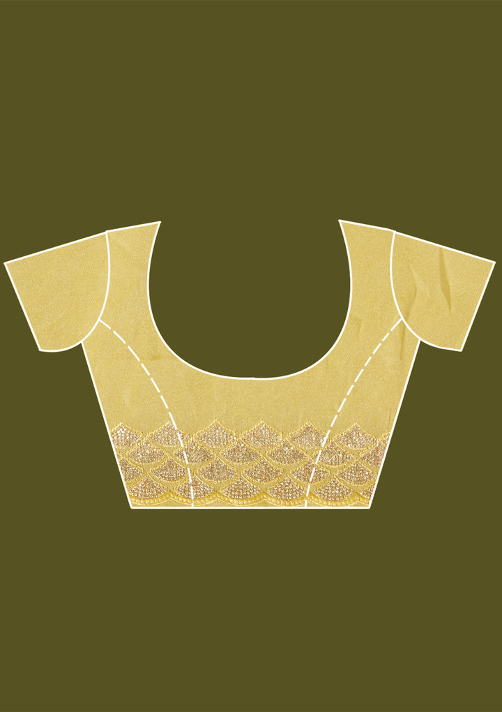 Lime Green Sequins Tissue Saree