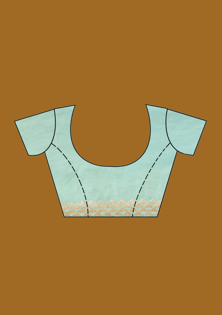 Sea Green Sequins Tissue Saree