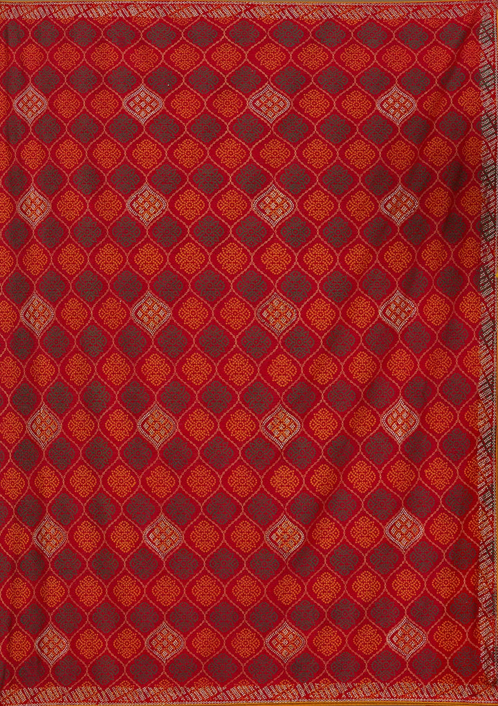 Red Stonework (Gold) Georgette Saree