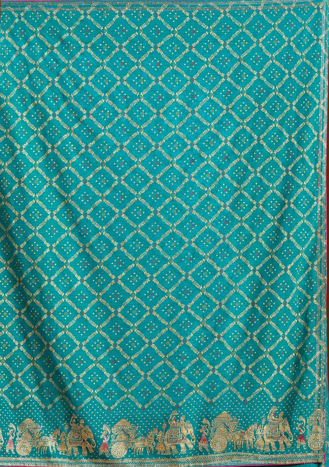 Rama Green Stonework (Gold) Georgette Saree