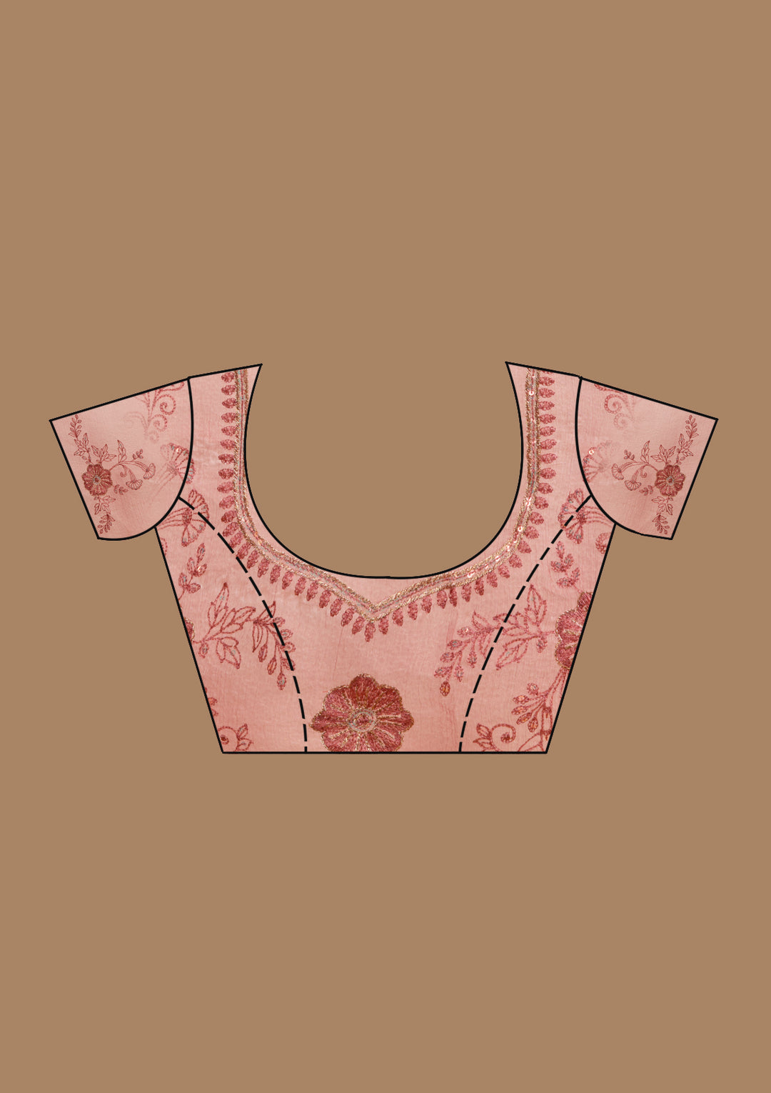 Rust Threadwork Tissue Saree