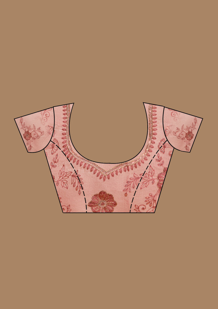 Rust Threadwork Tissue Saree