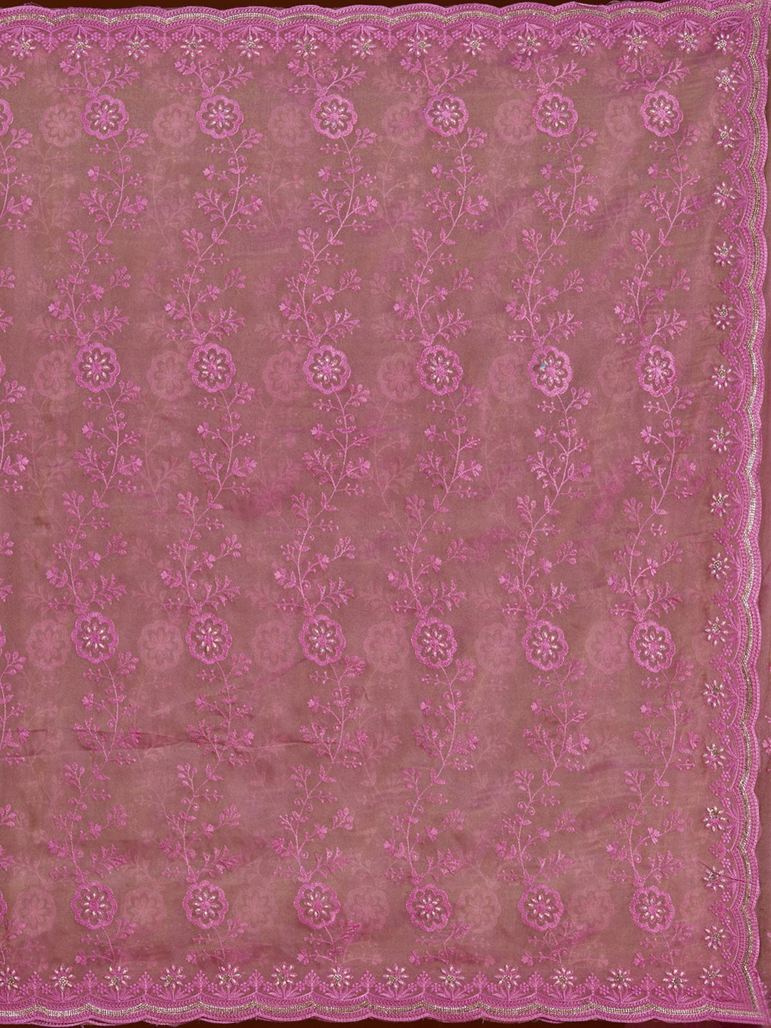 Pink Threadwork Tissue Saree