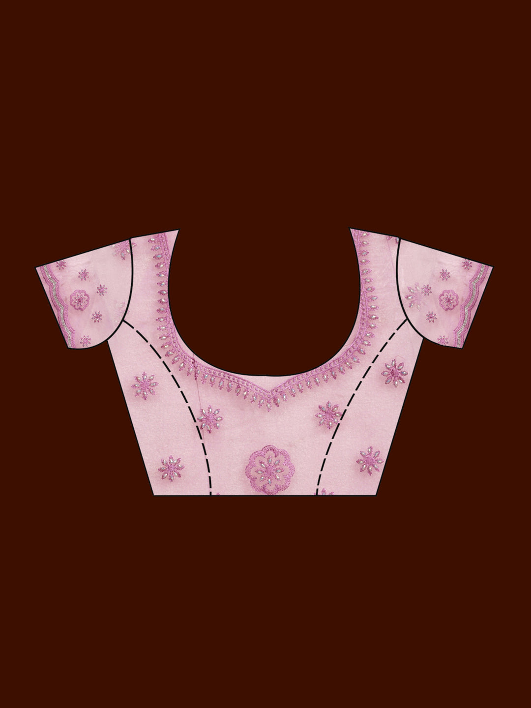 Pink Threadwork Tissue Saree