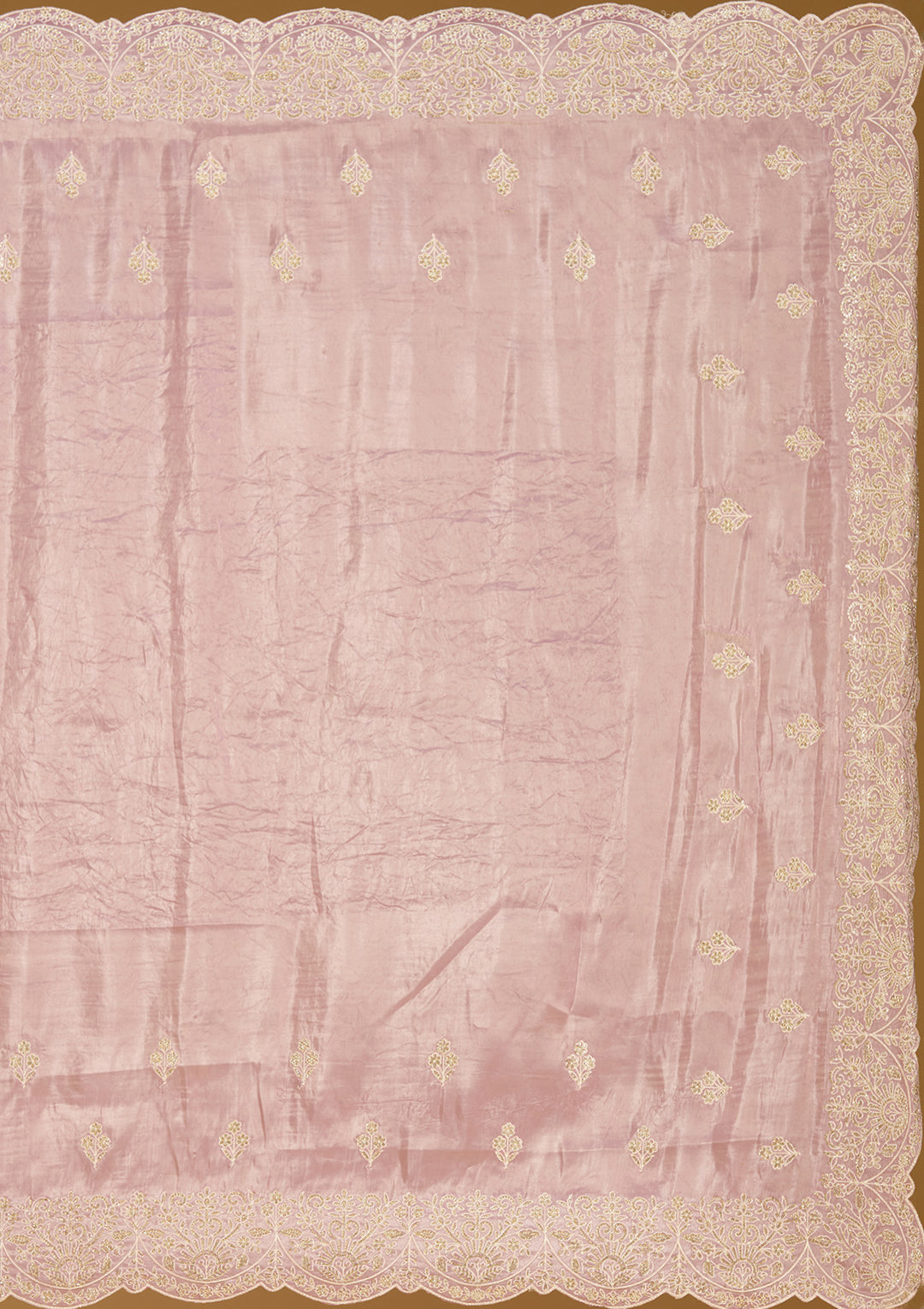 Onion Pink Threadwork Organza Saree