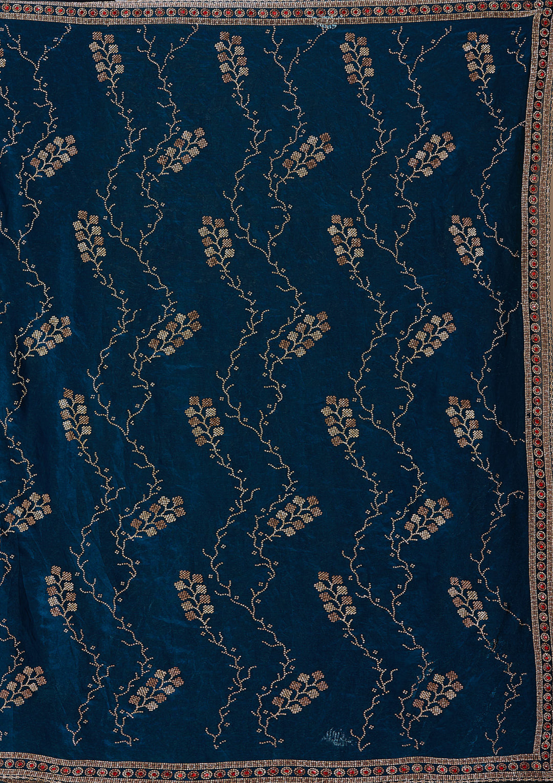 Royal Blue Stonework (Gold) Tissue Saree