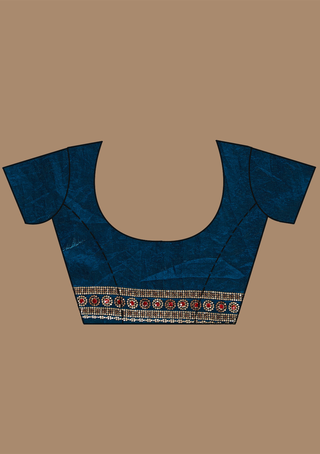 Royal Blue Stonework (Gold) Tissue Saree