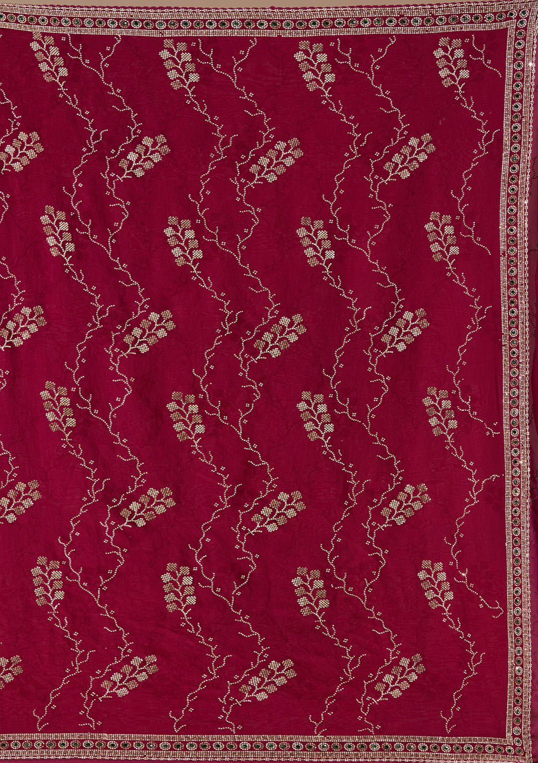 Wine Stonework (Gold) Tissue Saree