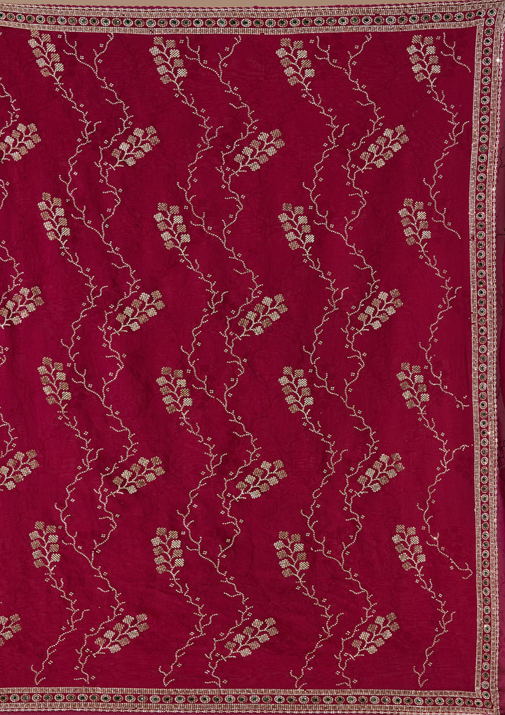 Wine Stonework (Gold) Tissue Saree