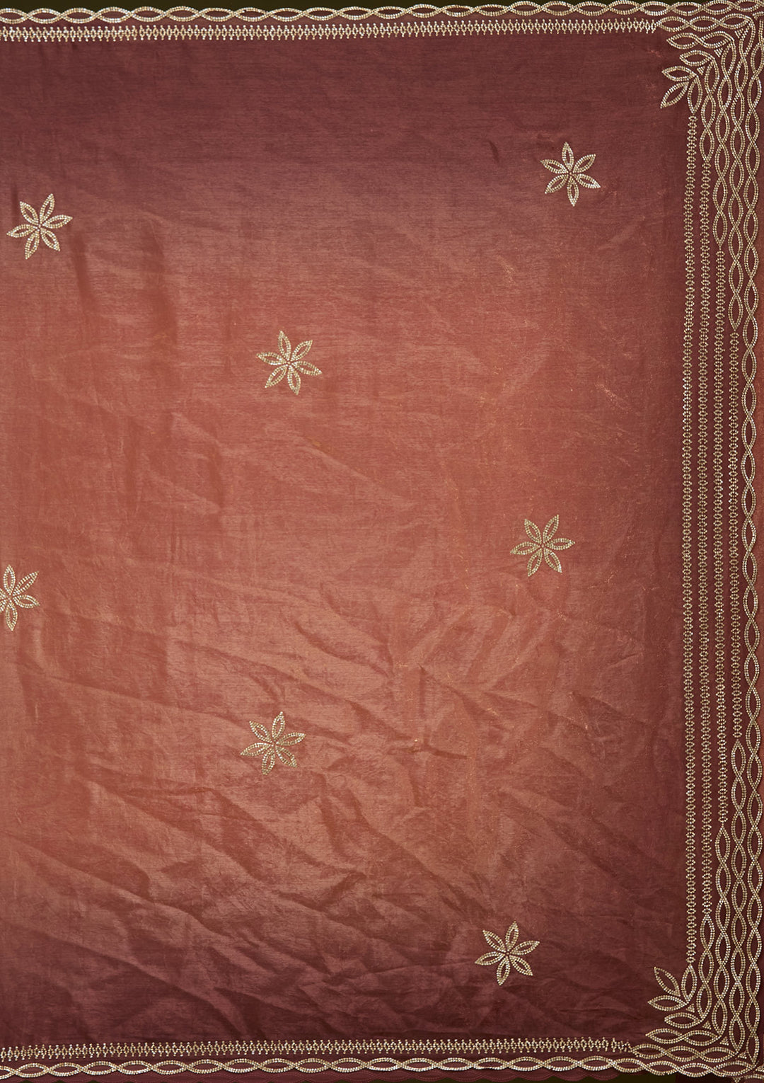 Rust Stonework (Gold) Tissue Saree