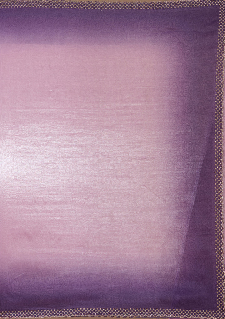 Lavender Stonework (Gold) Organza Saree